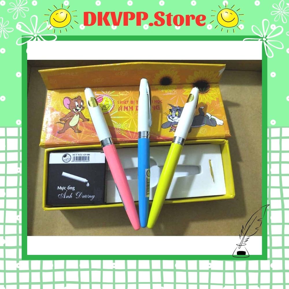 Bút máy/Bút mài Ánh Dương AD046 - DKVPP.Store ngòi mài 2 màu, Bút máy viết chữ đẹp nét thanh đậm