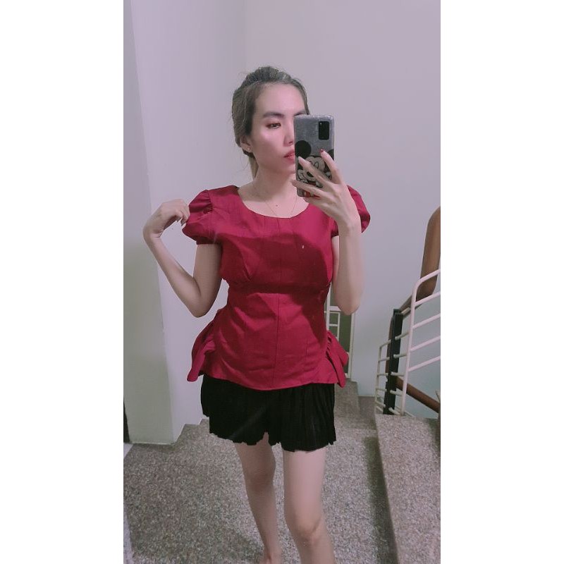 Áo kiểu peplum đỏ tây phối siêu hot