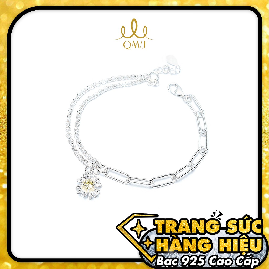 Lắc tay bạc QMJ Uyên ương mix charm cúc hoa mi - Q214