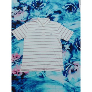 Áo polo cổ bẻ kẻ ngang trắng đỏ xanh nam nữ mặc oki hàng 2 hand size S M