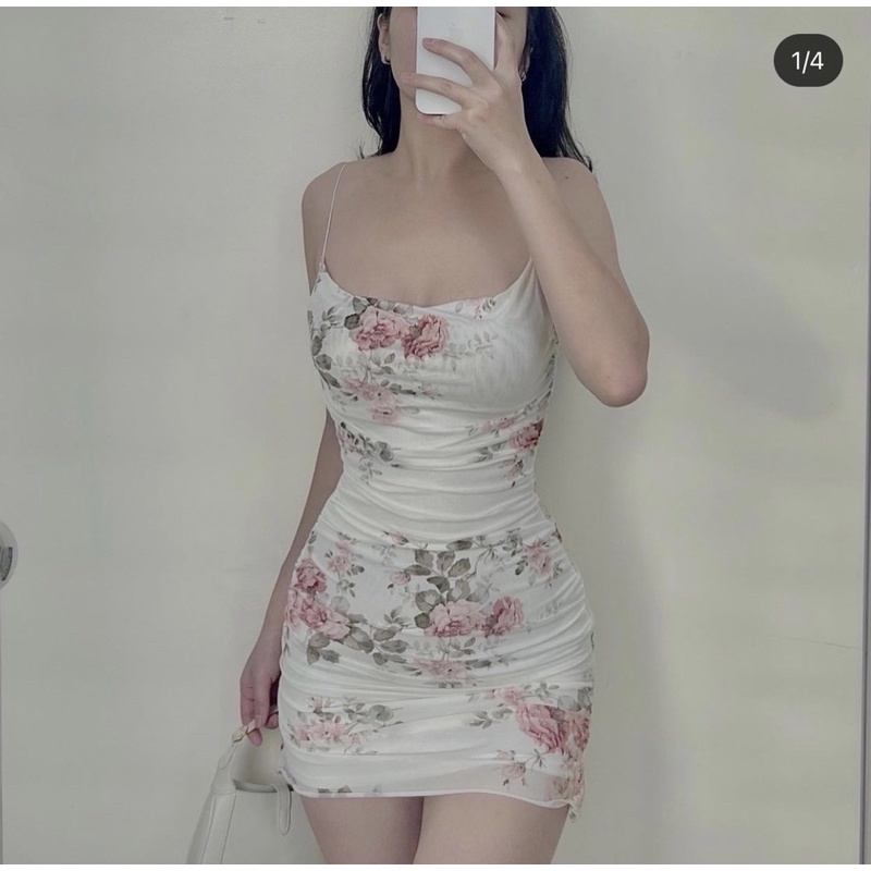 Đầm đuôi cá 2 dây trắng form ngắn Mi Dress
