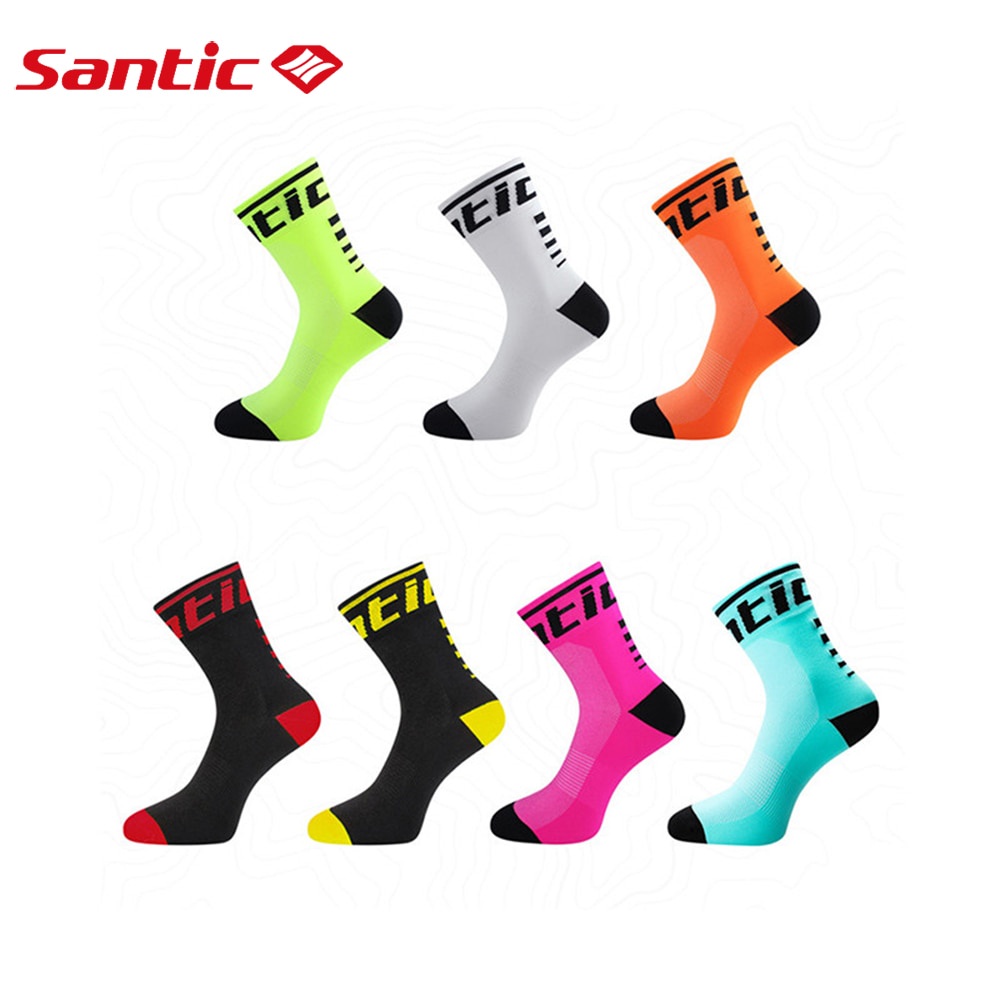 Santic Cycling Socks Men's & Women's MTB Bike Socks Breathable Anti-Sweat Bicycle Outdoor Sports Basketball Yoga Socks Free Size  6C09054