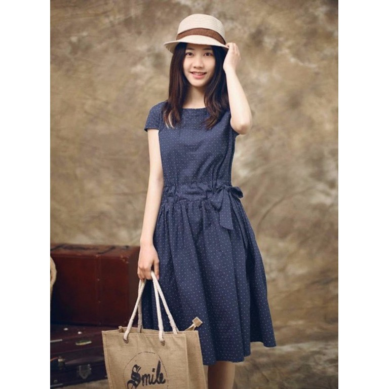 ĐẦM DENIM CHẤM BI - HF1735