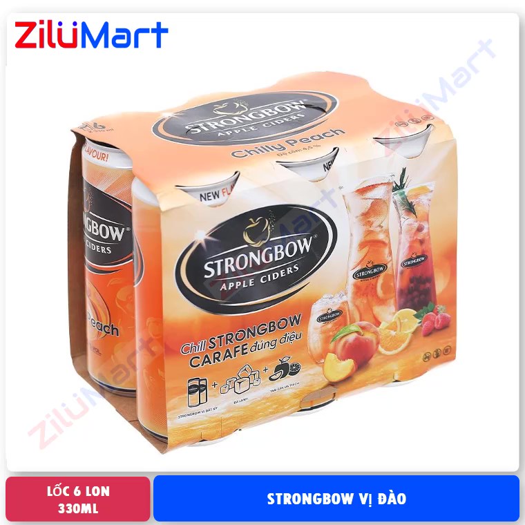 [HỎA TỐC HCM] Lốc 6 lon Strongbow nhiều vị loại 330ml