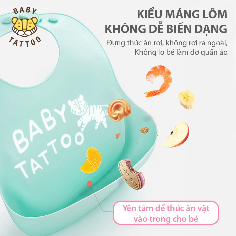 BABY TATTOO Yếm Ăn Dặm Cho Bé Chất liệu Cao Su Mềm Mại Cao Cấp Có Máng Hứng