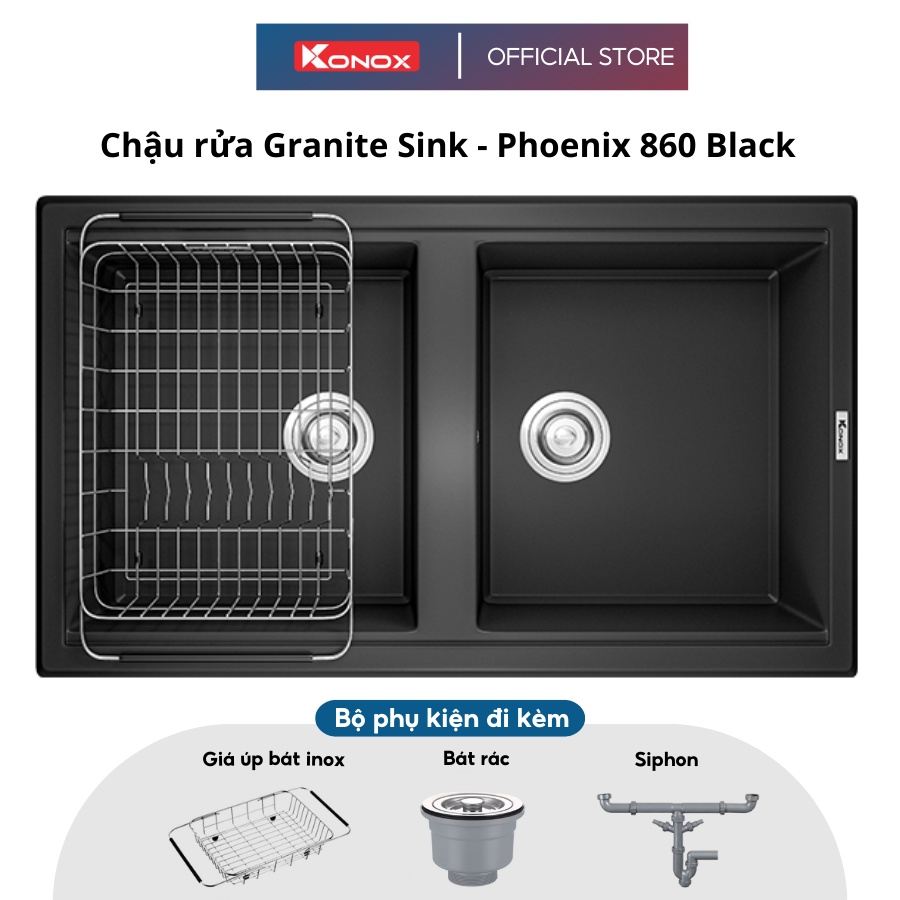 Chậu rửa bát đá KONOX Granite Sink - Phoenix Smart 860 - Made in Italy