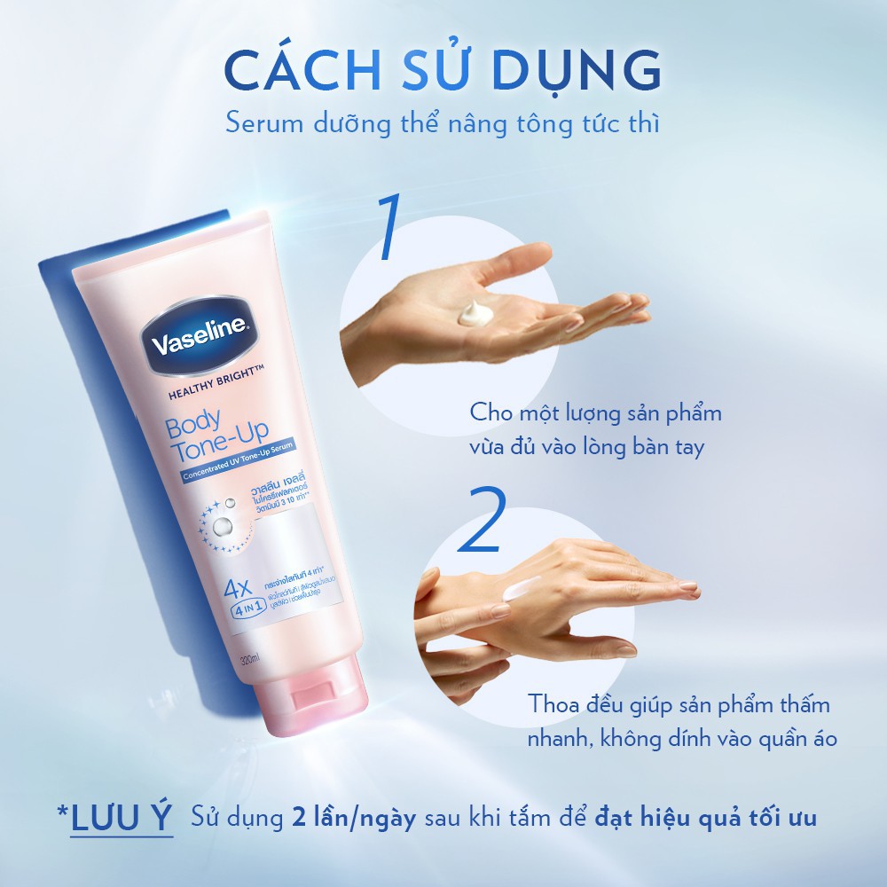 Vaseline Body Tone-Up Serum 4X 4IN1 Healthy Bright Tinh chất dưỡng thể Vaseline nâng tông tức thì 320ML