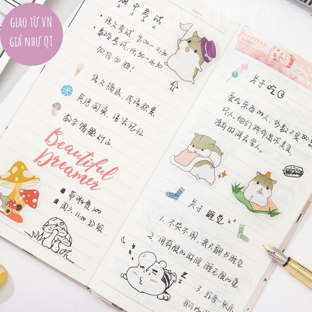 Hộp 45 nhãn dán hoạt hình đáng yêu dùng trang trí sổ tay DIY Box Sticker ST96