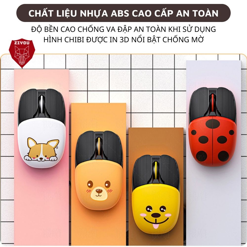 Chuột Không Dây Bluetooth Ziyou A10 Hình Cute Pin Tự Sạc Dùng Cực Lâu, Văn Phòng & Game cho laptop MCBook PC Tablet PAD
