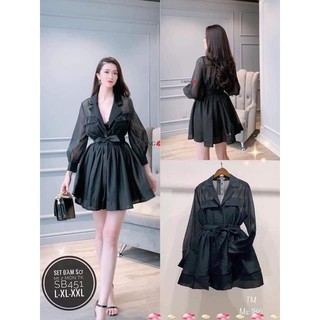 Set Bigsize đầm 2 dây - khoác vest đầm