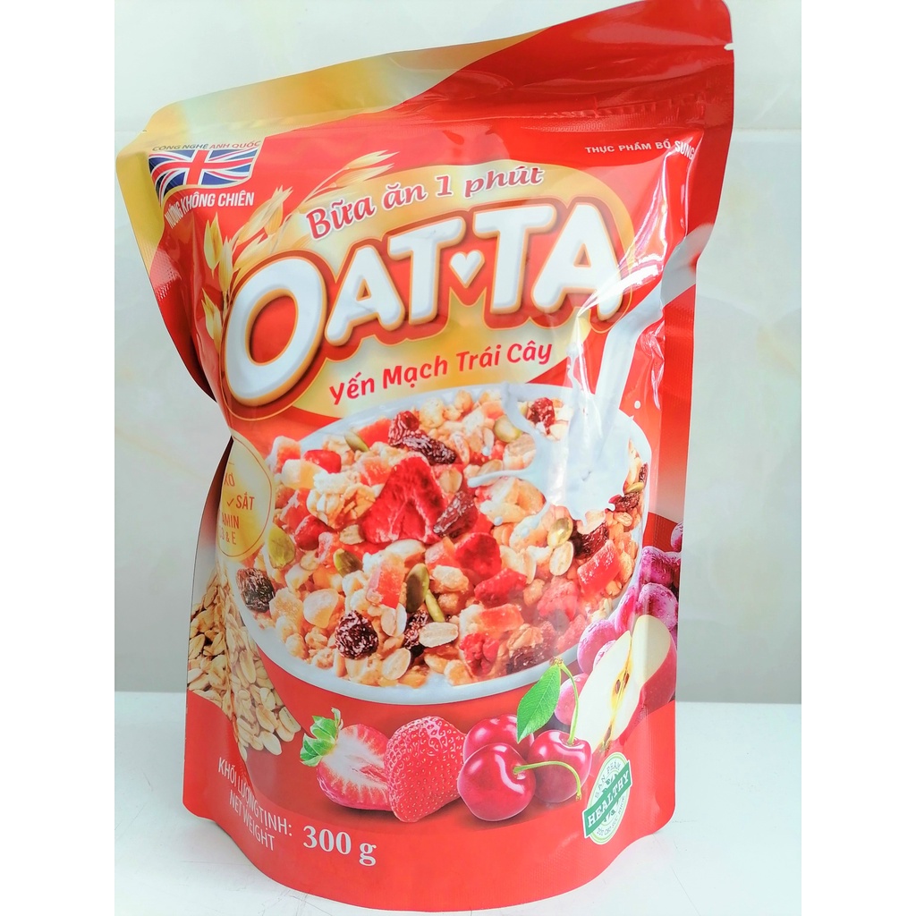 [Túi 300g – ĐỎ] NGŨ CỐC YẾN MẠCH TRÁI CÂY [VN] OATTA Oats &amp; Fruits Cereals