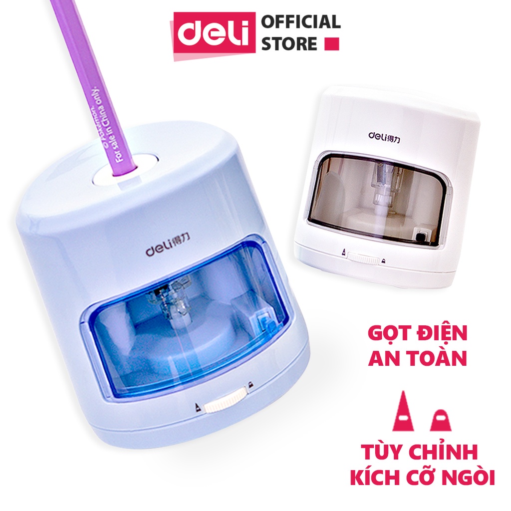 Gọt bút chì điện tự động Deli Chuốt màu chì tiện lợi, an toàn và bảo vệ người dùng có thể điều chỉnh ngòi chì - 502