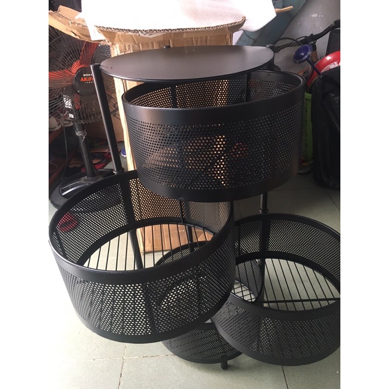 kệ tròn 4 tầng đa năng, kệ tròn đựng vật dụng tiện lợi có bánh xe