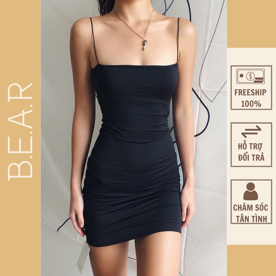 Đầm body 2 dây cọng bún chất thun borip dày mịn đẹp - Đ0051 | steven.factory