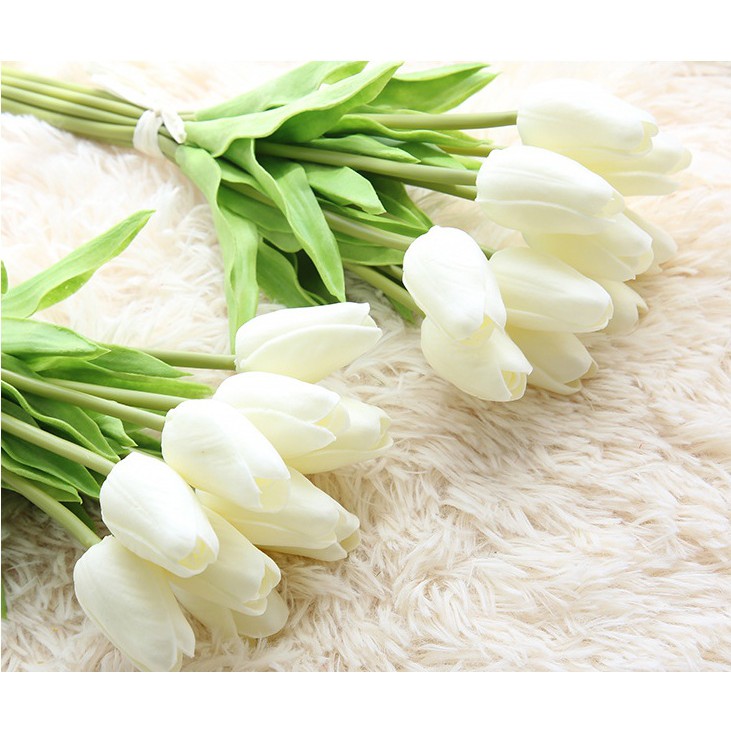 (Loại 1) Combo 10 Hoa lụa Hoa Tulip giống thật đến 99%