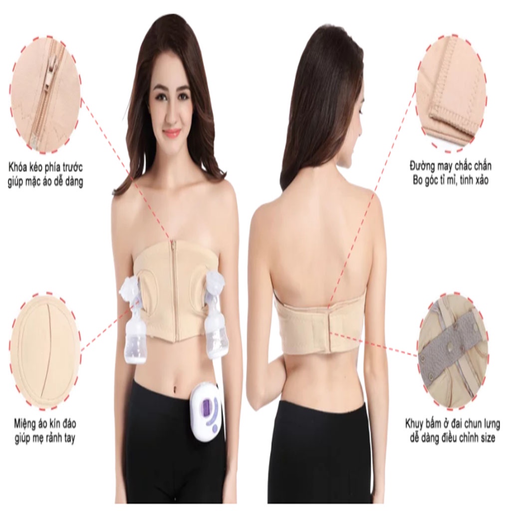 Áo Ngực Hút Sữa Rảnh Tay Kèm Dây, Áo Cotton Co Giãn 4 Chiều Có Cúc Bấm Điều Chỉnh Ôm Gọn Ngực( Freesize)