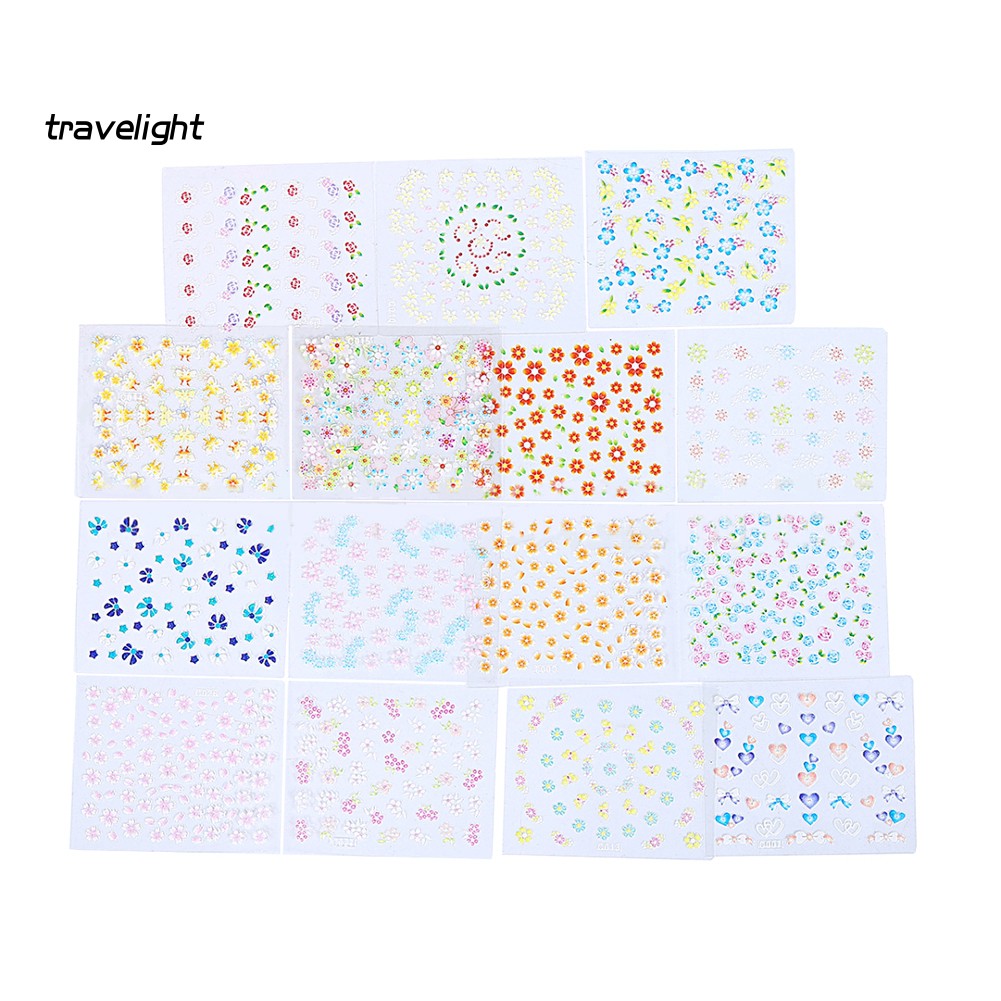 Set 5p tờ sticker hình hoa thời trang dán móng trang trí