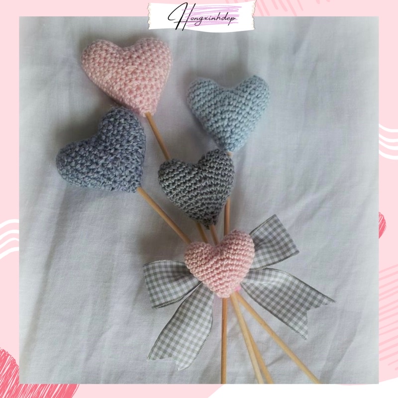 Hoa trái tim bằng len tặng người thân, người yêu, bạn bè - Hoa trái tim, hoa len trang trí, decor nhà cửa