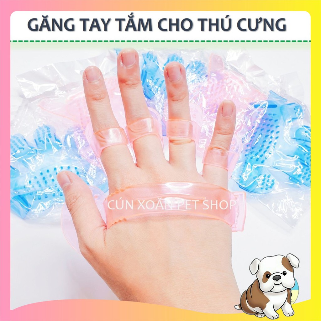 Găng tay tắm massage loại bỏ lông rụng cho chó - phụ kiện cho chó mèo