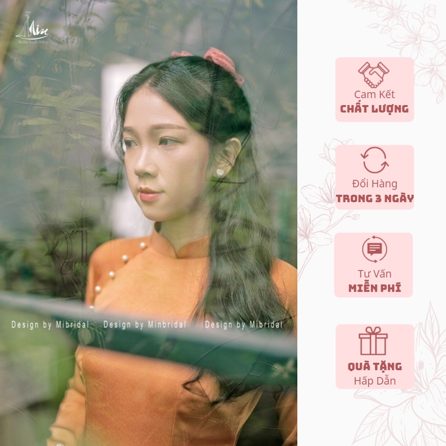 Ao Dài Lụa Tây Thi Dáng Cách Tân Màu Cam-Ao Dài Min | BigBuy360 - bigbuy360.vn