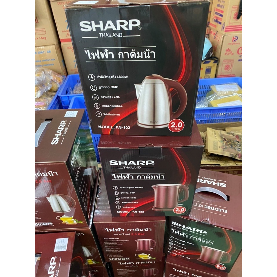 Ấm siêu tốc SHARP KS- 122 Dung tích 2L công xuất 1800W, Sôi nước nhanh tiết kiệm thời gian, Hàng chính hãng, BH 12 Tháng