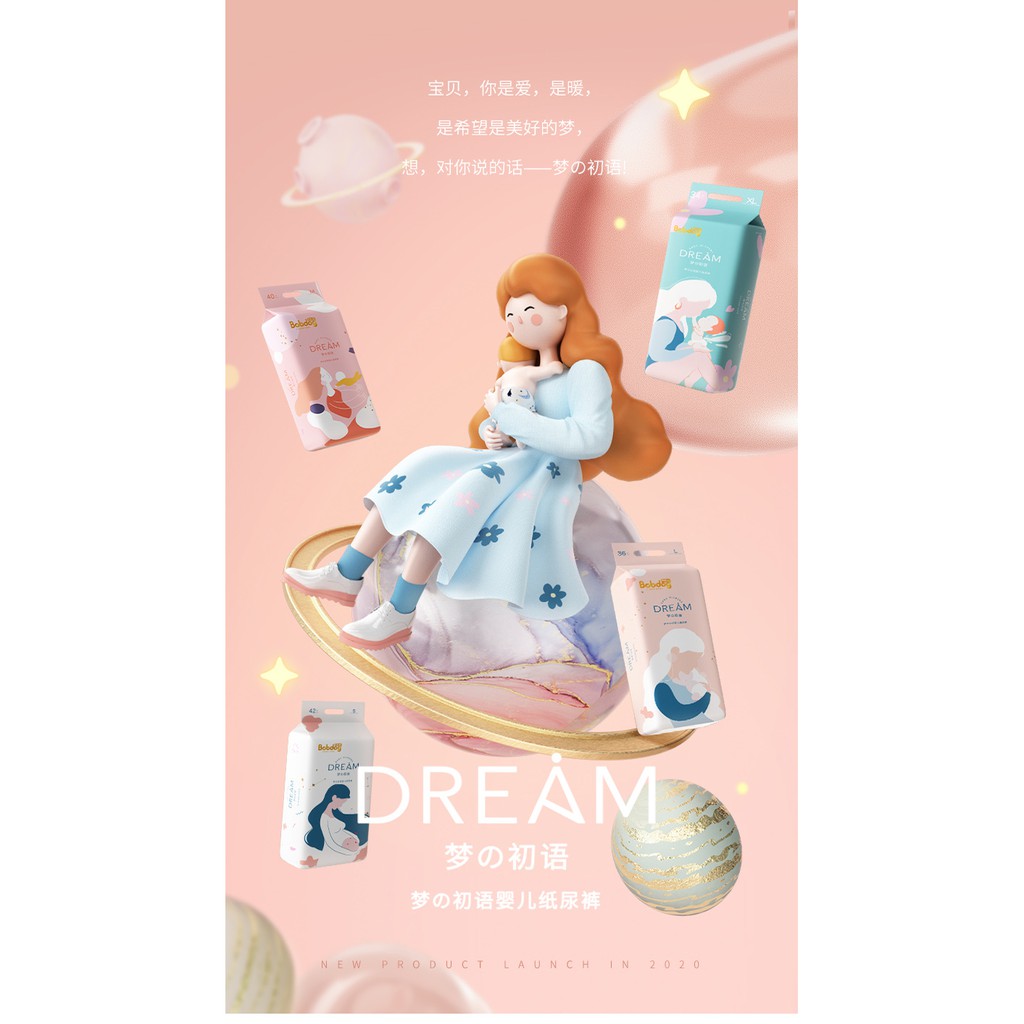 Tã dán/quần Bobdog Dream size 𝐌𝟑𝟔/𝐋𝟑𝟒/𝐗𝐋𝟑𝟐/𝐗𝐗𝐋𝟑𝟎 𝐦𝐢𝐞̂́𝐧𝐠