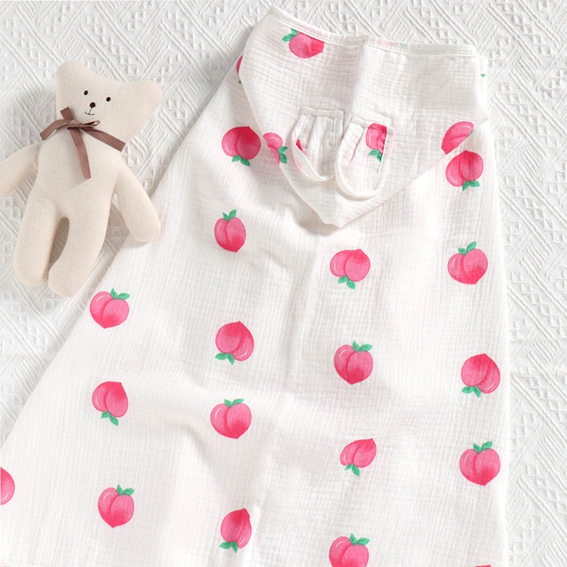 Khăn Choàng Tắm Bằng Cotton Mềm Mại In Họa Tiết Hoạt Hình Có Mũ Trùm Cho Bé