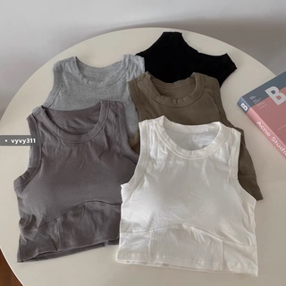 Áo croptop ba lỗ nữ màu trơn kèm mút thời trang
