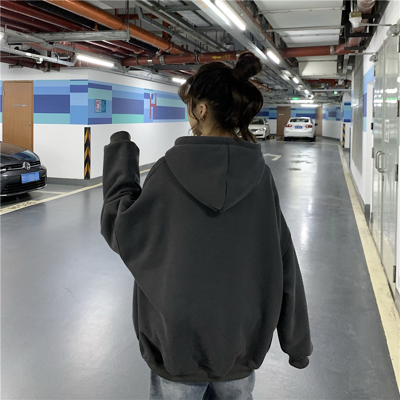 Áo hoodie tay dài dáng rộng in chữ thời trang Hàn Quốc cho nữ | WebRaoVat - webraovat.net.vn