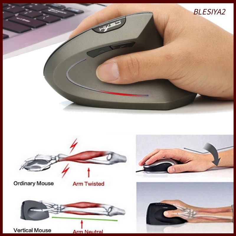 2.4G Ergonomic Optical Wireless Mouse 800/1600/2400DPI Vertical Mice Black