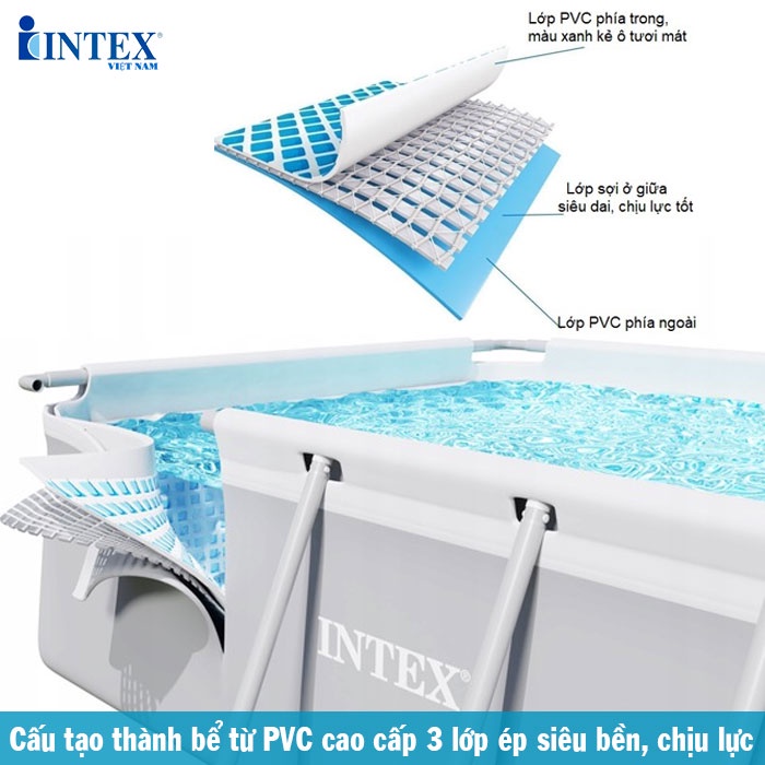 Bể bơi khung kim loại chịu lực 400x200x100 cm INTEX 26788 - Kèm máy lọc nước - BBT GLobal phân phối