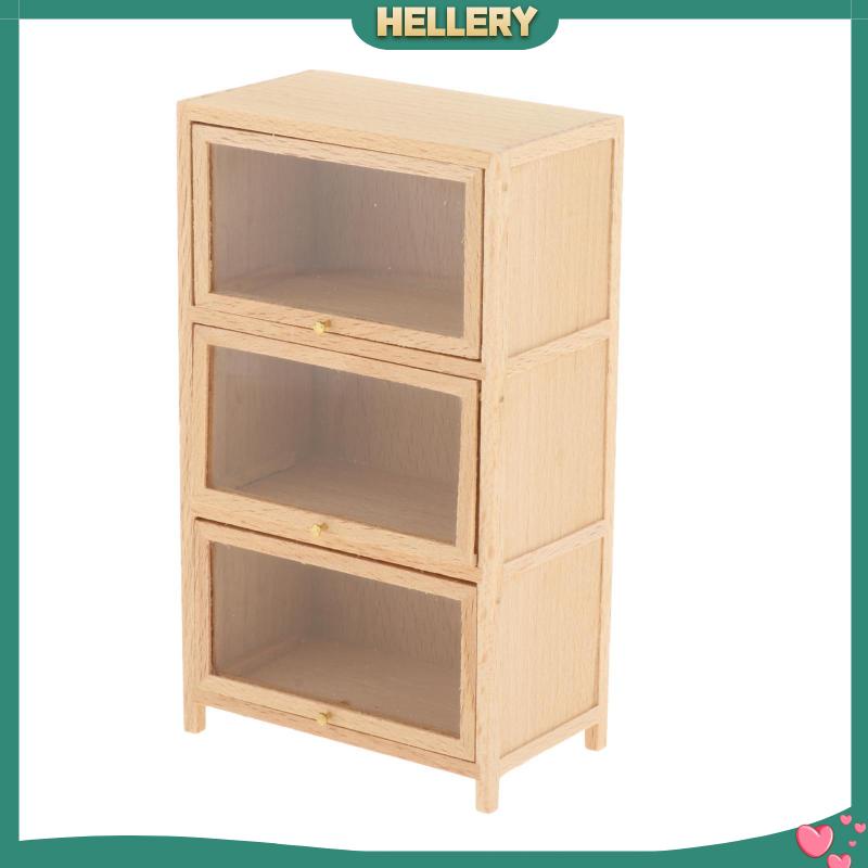 Mô Hình Kệ Sách 3 Tầng Bằng Gỗ Tỉ Lệ 1: 12 Dùng Trang Trí Nhà Búp Bê