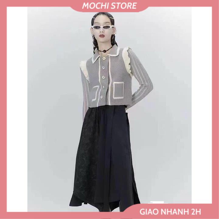 Áo Khoác Cardigan Cổ Bẻ, Áo Len Xám Ghi Bèo Vai Phối Túi Đính Nút Hoa Cúc Hàng Quảng Châu Cao Cấp Siêu Đẹp. | BigBuy360 - bigbuy360.vn