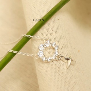 Vòng Cổ Vòng Tròn Đá Nối Sao 4 Cánh BẠC S925 LANN N142