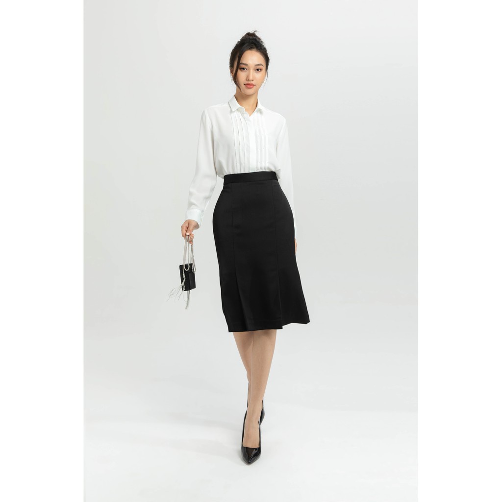Áo sơ mi nữ xếp nếp đính ngọc thiết kế IVY moda MS 17M5214