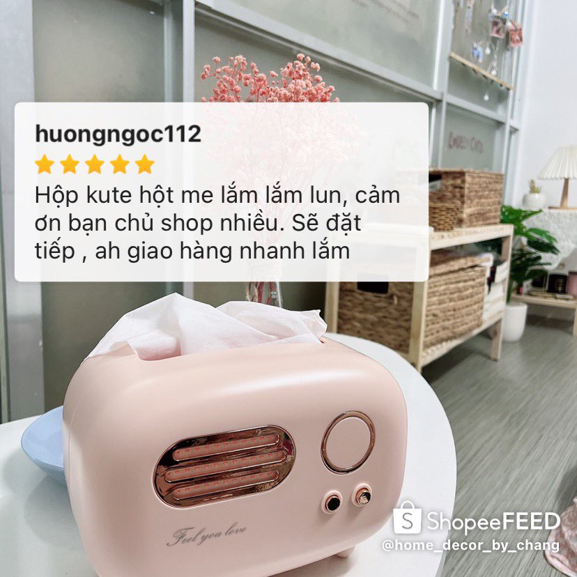 Hộp đựng giấy ăn để bàn cao cấp phong cách vintage - Radio Tissue Box