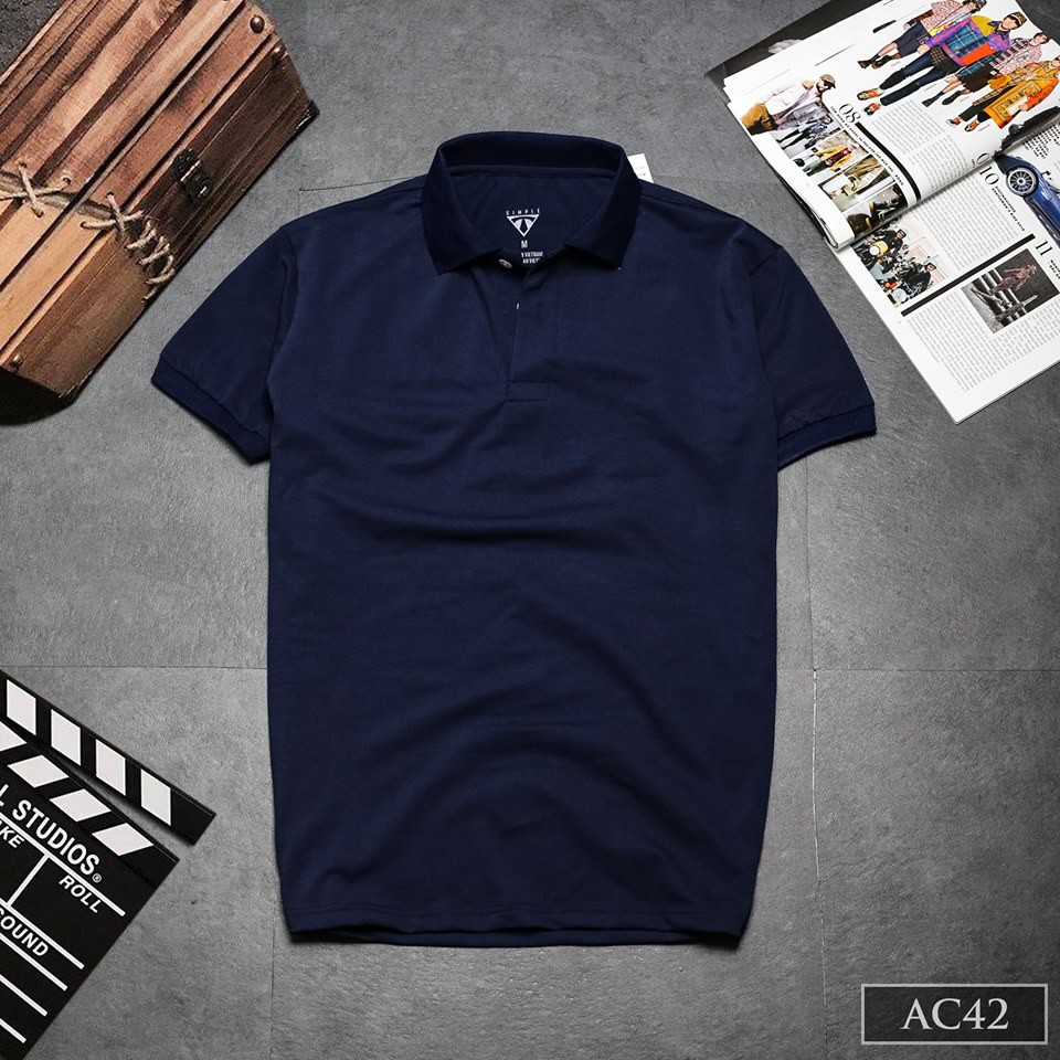 Áo thun polo nam nữ cổ bẻ HUTA PT018 màu xanh đen, vải cá sấu 4 chiều, ngắn tay