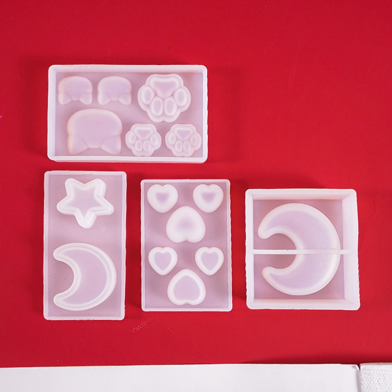 Khuôn Silicone Làm Mặt Trang Sức Nhựa Epoxy Uv Hình Mèo / Gấu / Ngôi Sao / Mặt Trăng / Trá