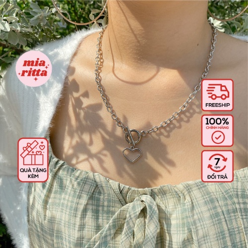 Vòng cổ Hàn quốc - Vòng cổ xích nhỏ trái tim rỗng phong cách vintage Âu Mỹ