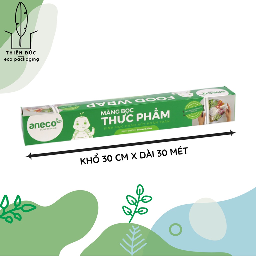 MÀNG BỌC THỰC PHẨM TỪ TINH BỘT NGÔ ANECO PHÂN HỦY 100% Ko để lại vi nhựa - 1 CUỘN KHỔ 30 CM X DÀI 30 MÉT