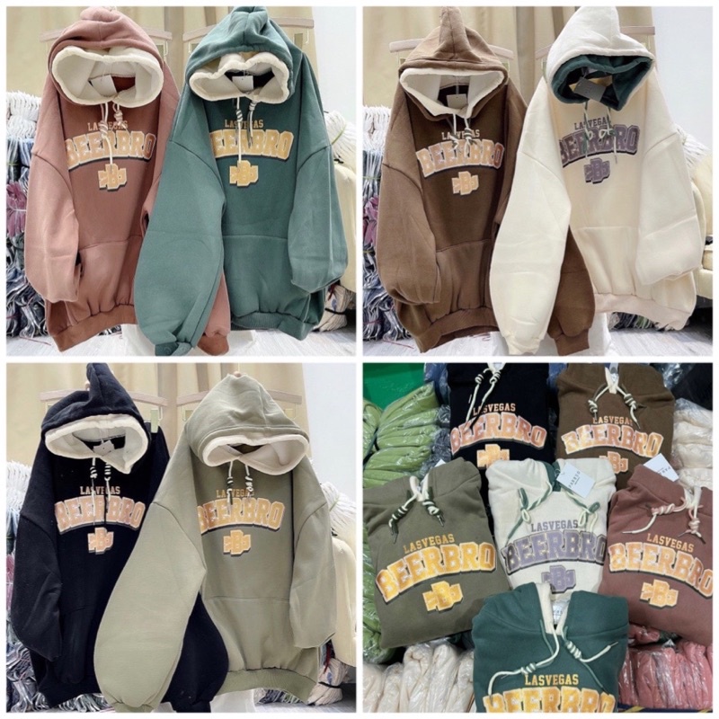 Áo Hoodie Form Rộng Nam Nữ Chữ Beebro Chất Nỉ Bông Dày Dặn Unisex❤️Áo Mũ Ulzzang Nam Nữ Phong Cách Hàn Quốc