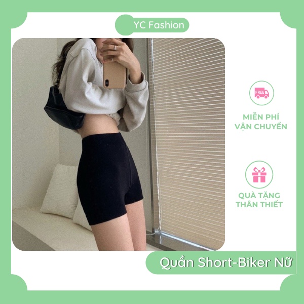 Quần Short Biker Dáng Ngắn [Freeship] Quần Đùi Nữ Black Funoff Short Mùa Hè Năng Động SP29