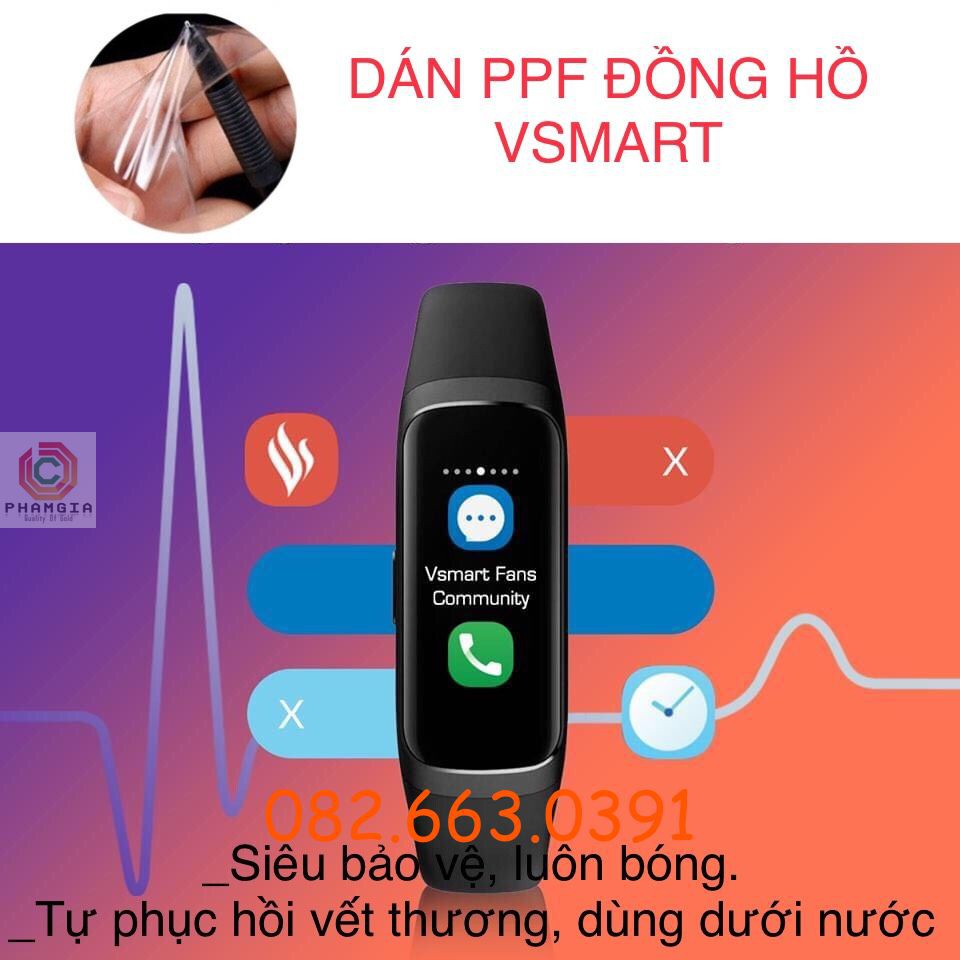 Dán màn hình PPF đồng hồ Vsmart vband bóng, dùng được dưới nước