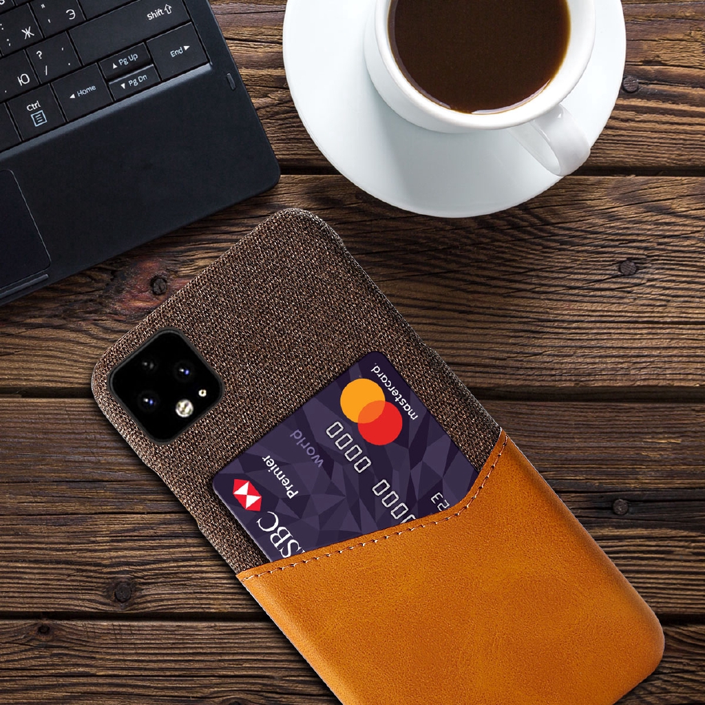 Ốp điện thoại da chống sốc kiểu doanh nhân sang trọng có khe cắm thẻ cho Google Pixel 4 XL 4A