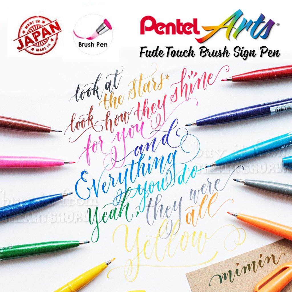 Bút viết thư pháp Pentel/Calligraphy - Pentel Brush Sign Pen - SES15C( Hàng Chính Hãng)