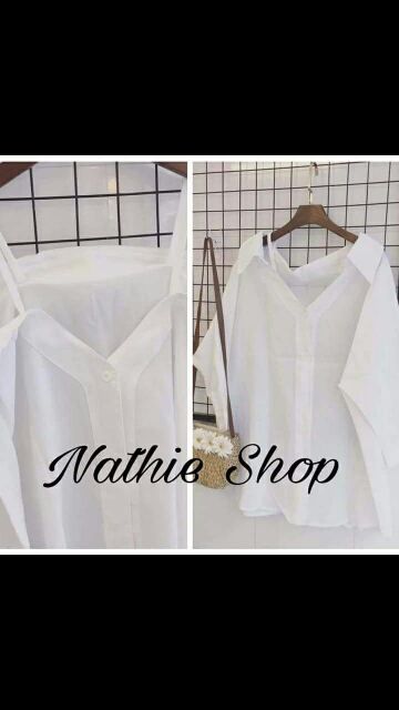 Sơ mi trễ vai 2 màu đen và trắng | BigBuy360 - bigbuy360.vn