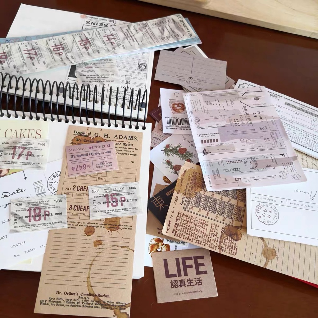 [V04] set 200 món vintage cổ điển trang trí sổ bullet journal phụ kiện decor chụp ảnh