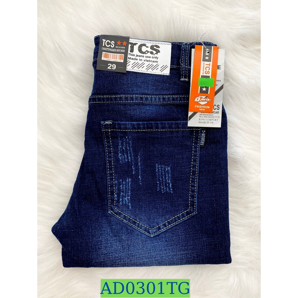 Quần Jean Nam TENJI STORE AD0301TG Jean Nam Xanh Trẻ Trung Cá Tính Thời Trang Mẫu Mới Trẻ Trung Cá Tính (44 - 70KG) | BigBuy360 - bigbuy360.vn