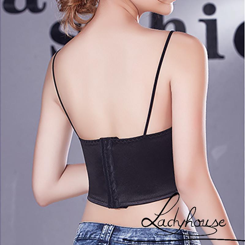 Áo Croptop Hai Dây Bằng Satin Màu Sắc Trơn Quyến Rũ Cho Nữ