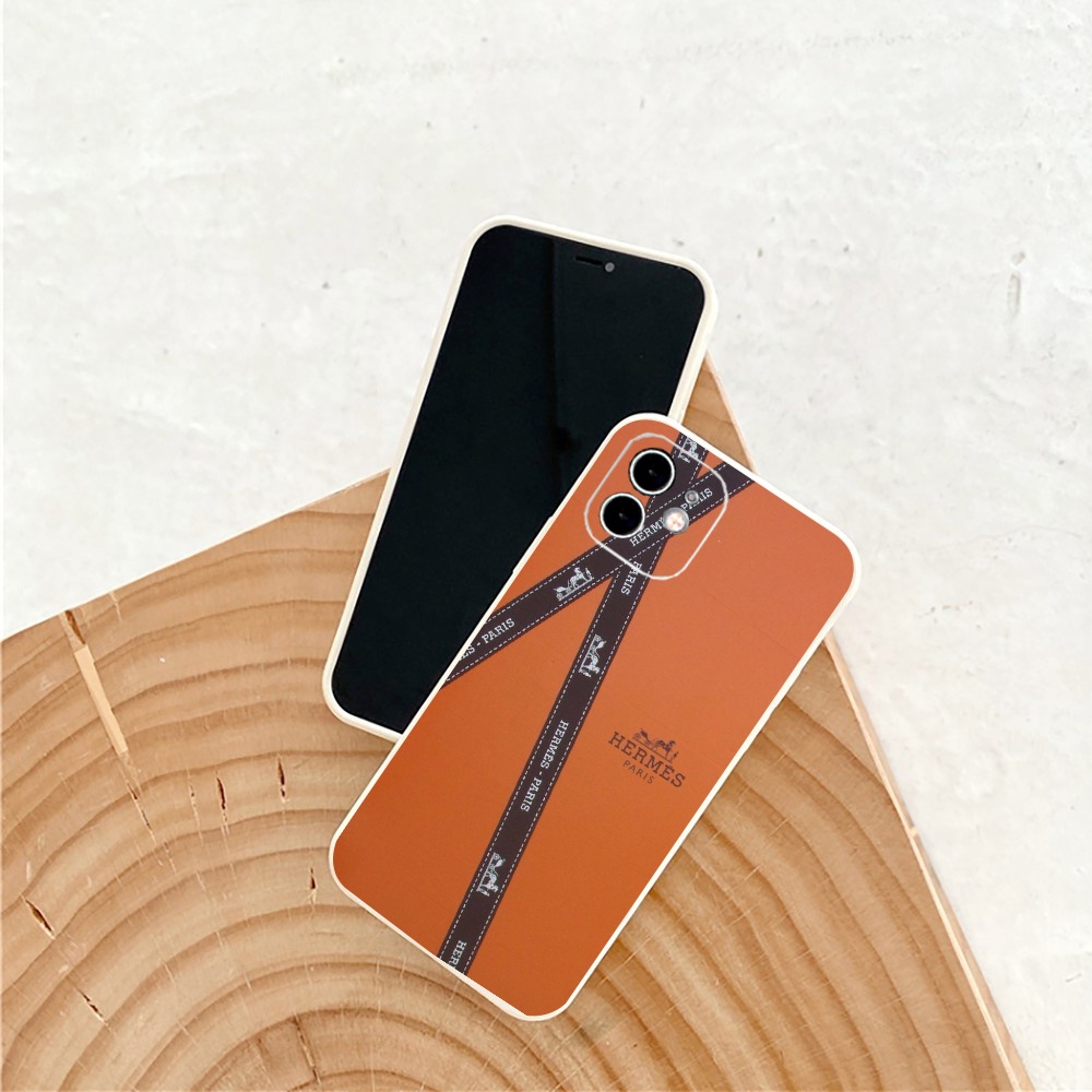 Ốp Lưng Iphone Họa Tiết Giả Da H.e.r.m.e.s Viền Cạnh Vuông BVC Ip6/6s/7/8/X/Xs/11/12/13/pro/promax - Baby Storm 88